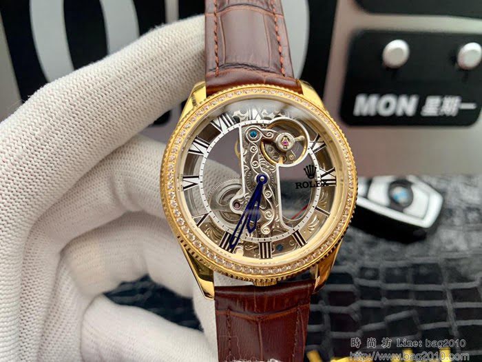 ROLEX勞力士 尊貴紳士 兩針鏤空 316精鋼針扣 自動機械 潮男腕表  wssb4657